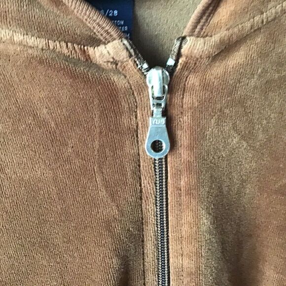 Venezia Jeans Velour Velvet Hoodie  26/ 28 Brown Jacket Pockets Zip Sporty - Picture 3 of 8